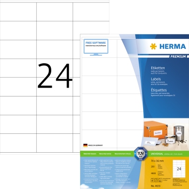 Etikett Herma 4633 70x36mm weiß Inkjet-, Laser- U. Kopier