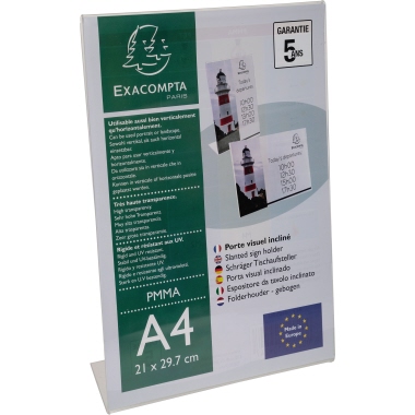 Tischaufsteller Exacompta 84058D A4 kristallklar Polymethylmethacrylat
