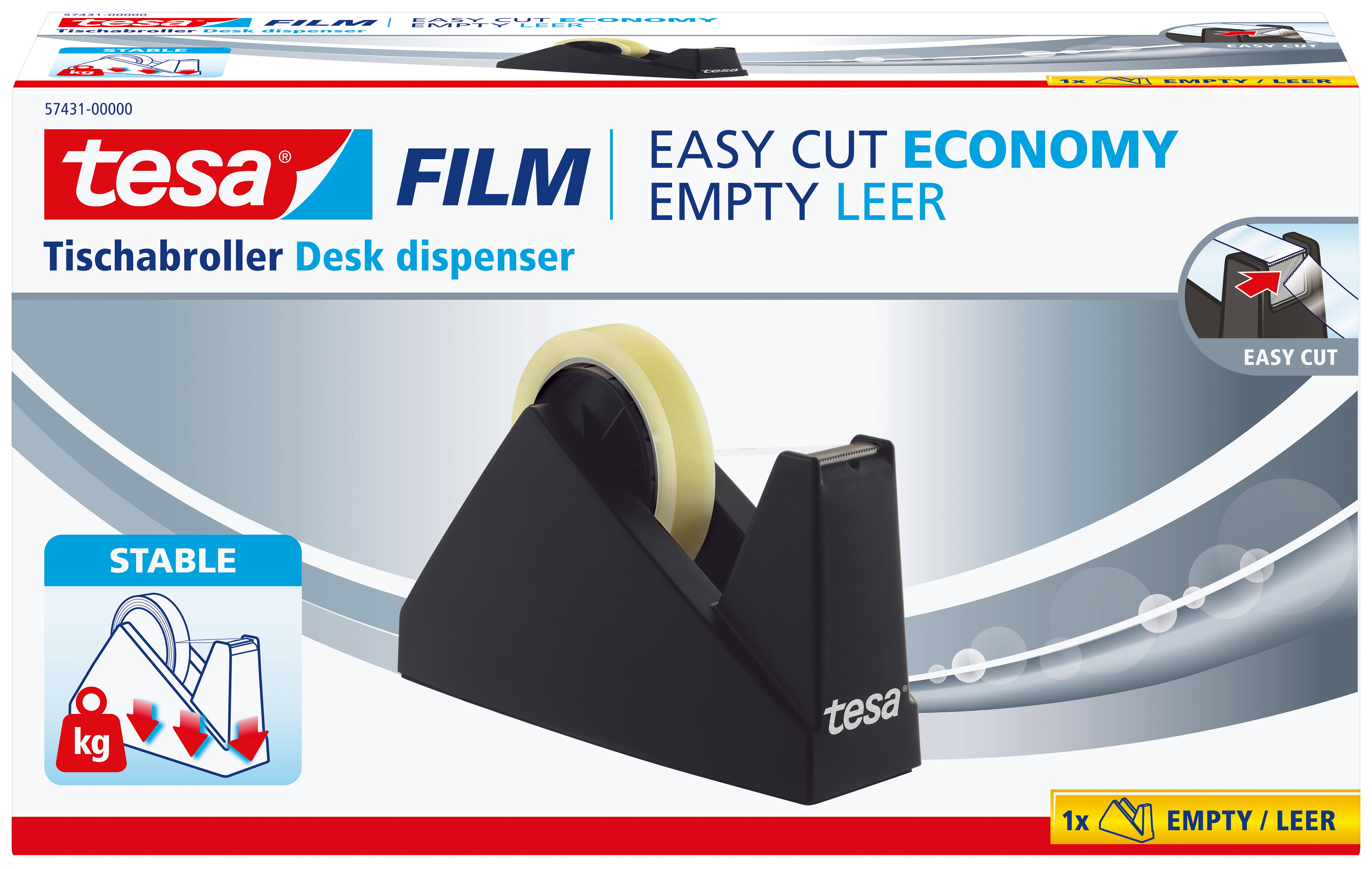 Tischabroller Tesa 57431 schwarz Easy Cut Economy 25mm x 66m 