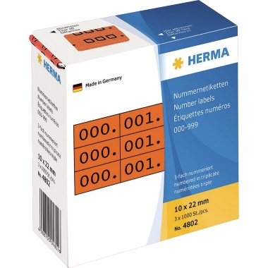 Dreifachnummern Herma 4802 rot Zahlen Von 0-999