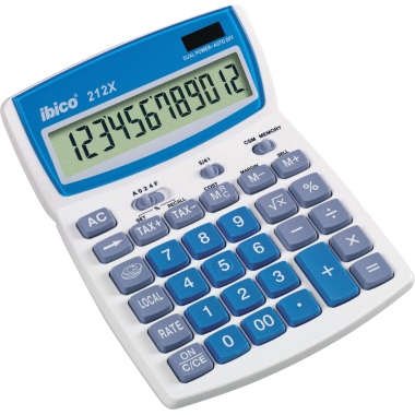 Tischrechner IBICO 212X lichtgrau/blau 12 stellig, Solar