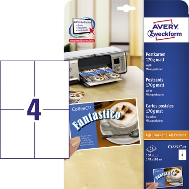 Postkarten PC Zweckf. C32252 170g weiß 