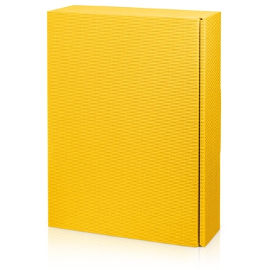 Geschenkkarton 360x250x90mm gelb 3er Präsentkarton offene Welle