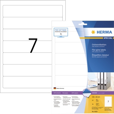 Rückenschild Herma 8620 192x38mm weiß selbstklebend