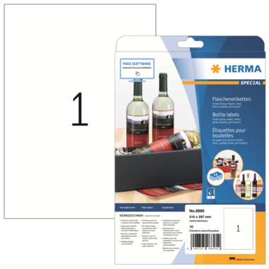 Etikett Herma 8895 210x297mm Ink. Glossy A4 10 Etiketten