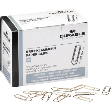 Büroklammer DURABLE 1205 26mm verkupfert 1.000 Stück