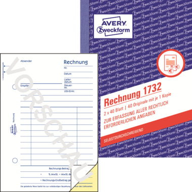 Rechnung Avery Zweckform 1732 A6 