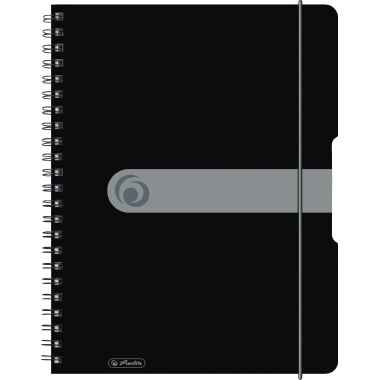 Spiralblock Herlitz 11293073 A4 PP schwarz 80 Blatt, kariert