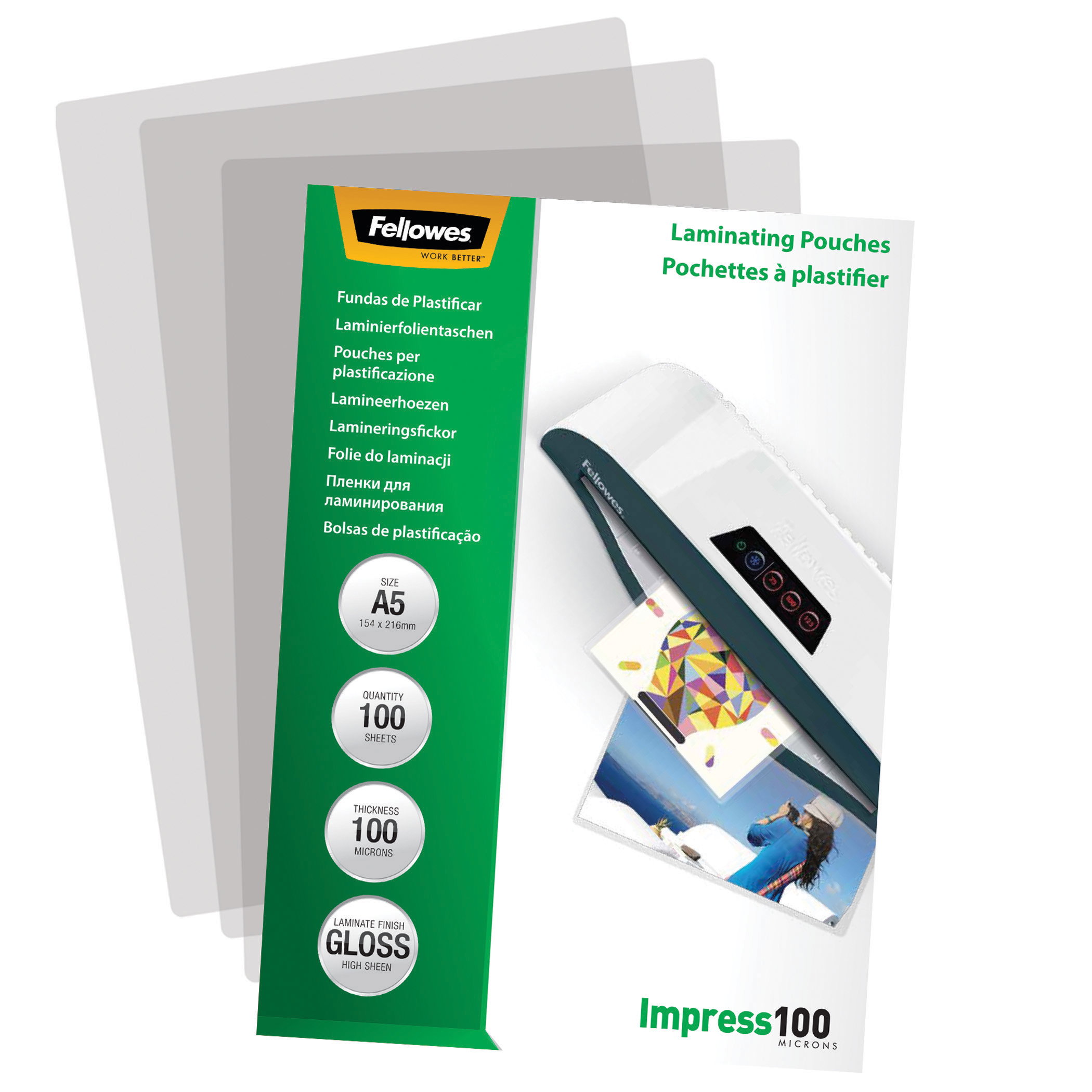 Folientasche FELLOWES A5 154X216mm 100my glänzend 100 St/Pack Impress