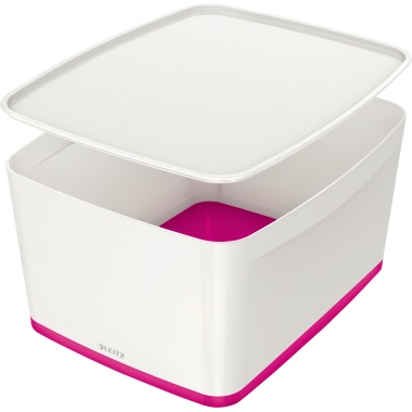 Aufbewarungbox Leitz 5216 weiß/pink Mittel, 318x198x385mm, inkl. Dekcel, 18l