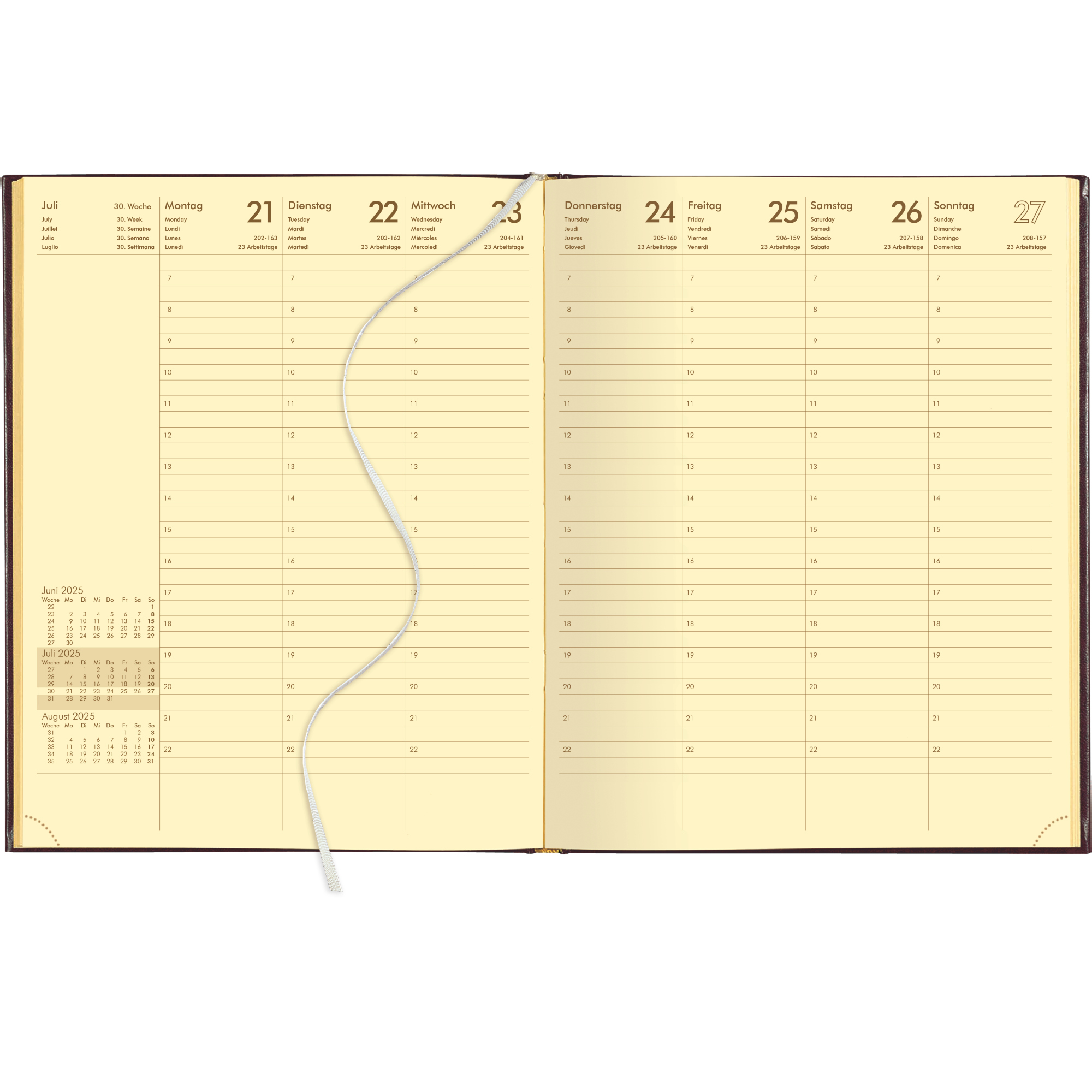 Wochenterminbuch Zettler 728 weinrot 2S/1W, Sonn-Und Feiertage Hervorgehoben
