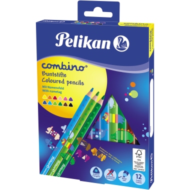 Farbstift Combino dick sortiert 12er Set Faltschachtel, Dreikantschaft
