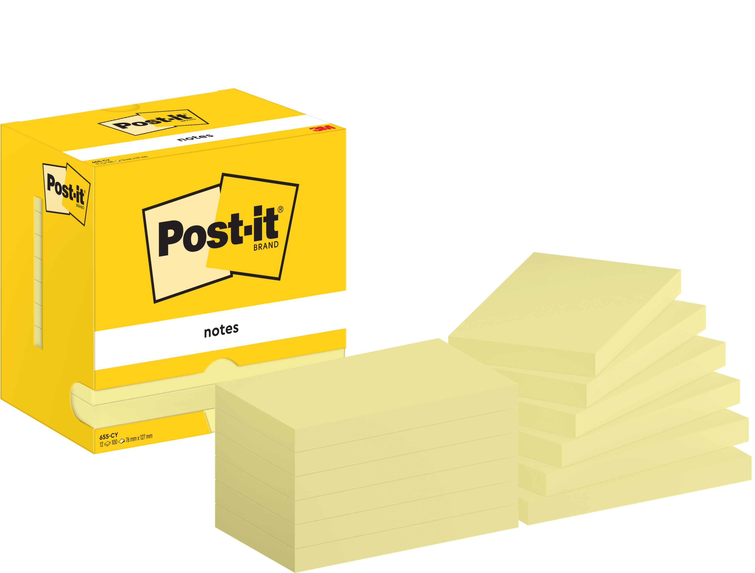 Haftnotiz Post-It 655 CY 127x76mm gelb 100 Bl/Block 12 St./Pak