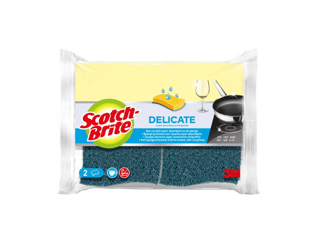 Reinigungsschwamm 3M mit Scheuerfließ gelb blau