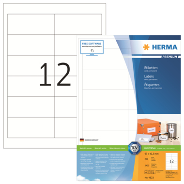 Etikett Herma 4623 97x42,3mm weiß Inkjet-, Laser- U. Kopier