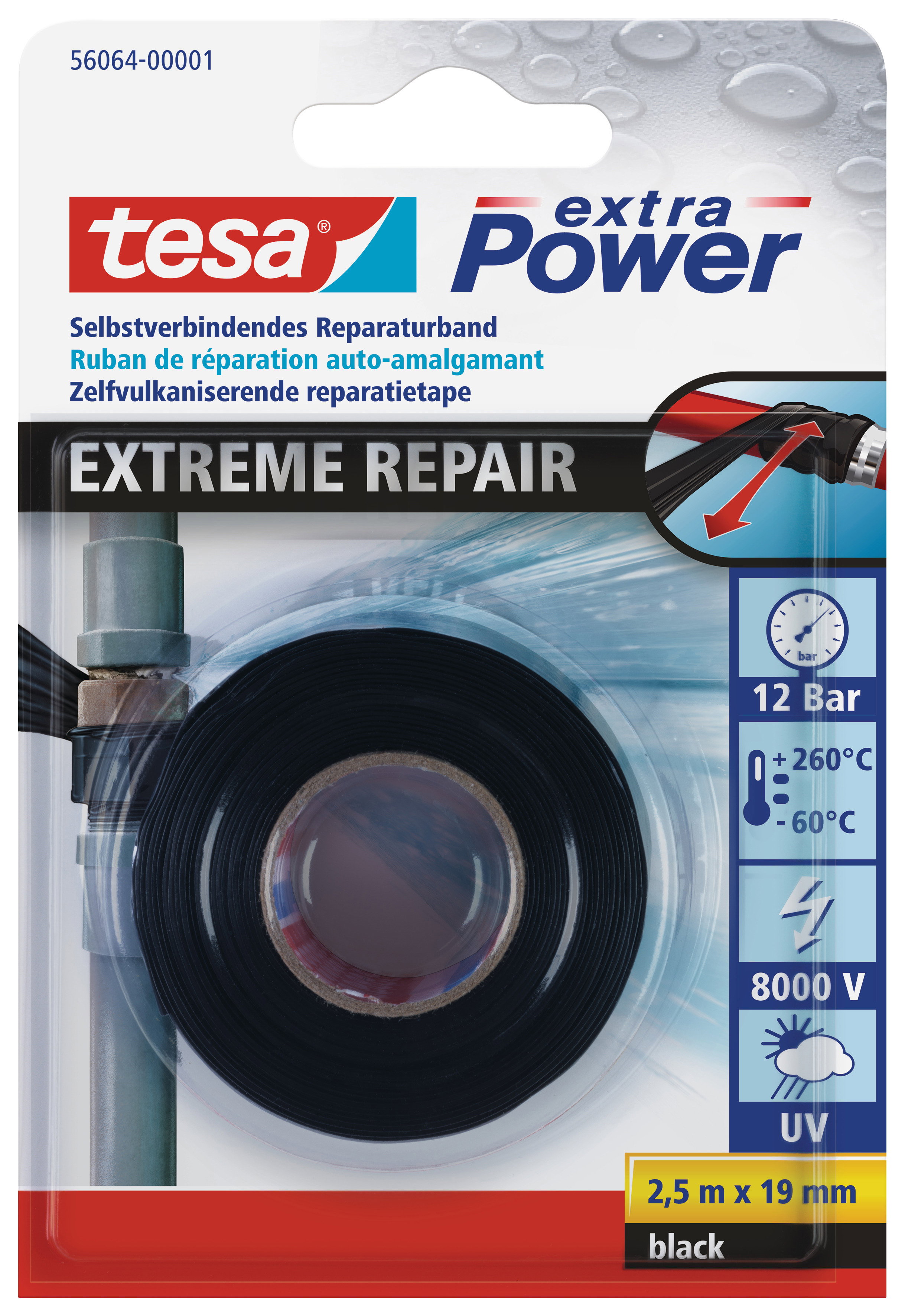 Packband Tesa 56064-1 Extreme Repair 19mm x 2,5m, schwarz