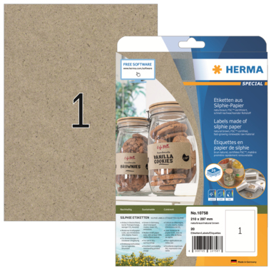 Etikett Herma 10758 210x297mm braun Silphie-Papier