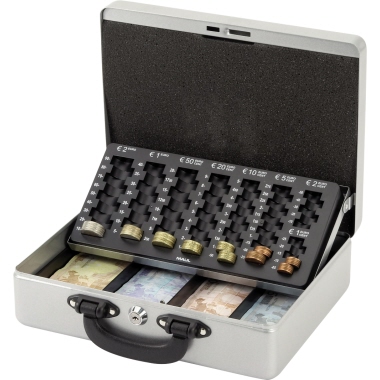 Geldkassette Maul 56214 silber Mit Euro-zähl-einsatz, 30 X 24,5 X 9,3 C