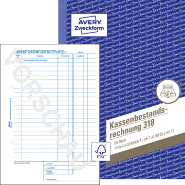 Kassenbestandsrechnung Avery Zweckform 318 A5 