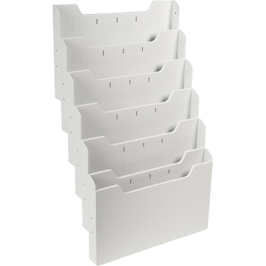 Wandprospekthalter Exacom. 63240D A4 quer, lichtgrau, 6 Fächer