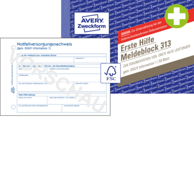 Erste Hilfe Meldeblock Avery Zweckform 313 A6 