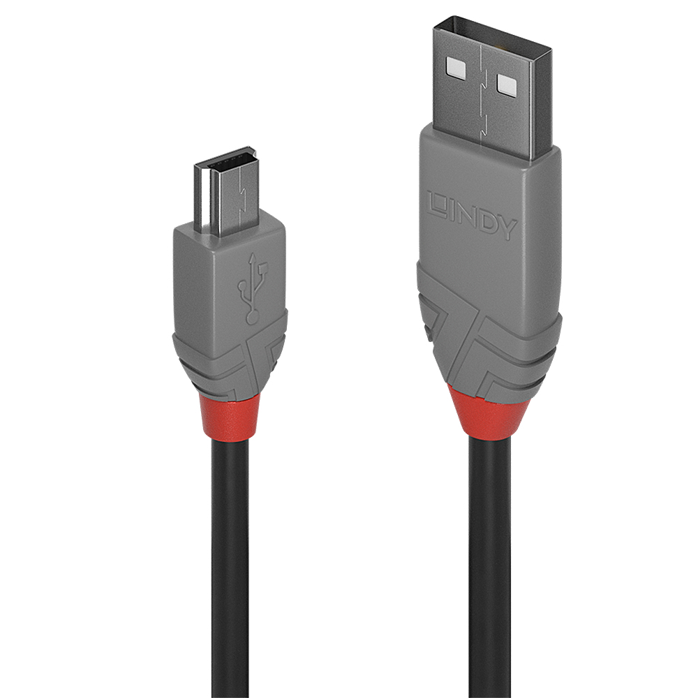 USB Kabel Lindy 36721 0.5m USB 2.0 Typ A an Mini-B Kabel Anthra Line