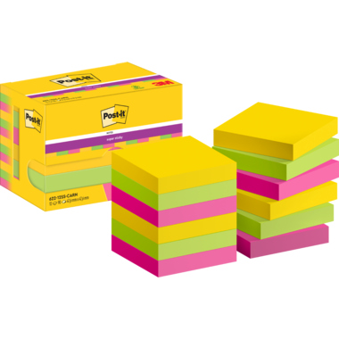 Haftnotiz Post-It 62212SR 48x48mm mix Je 4x Ultragelb,limonengrün,powerpink