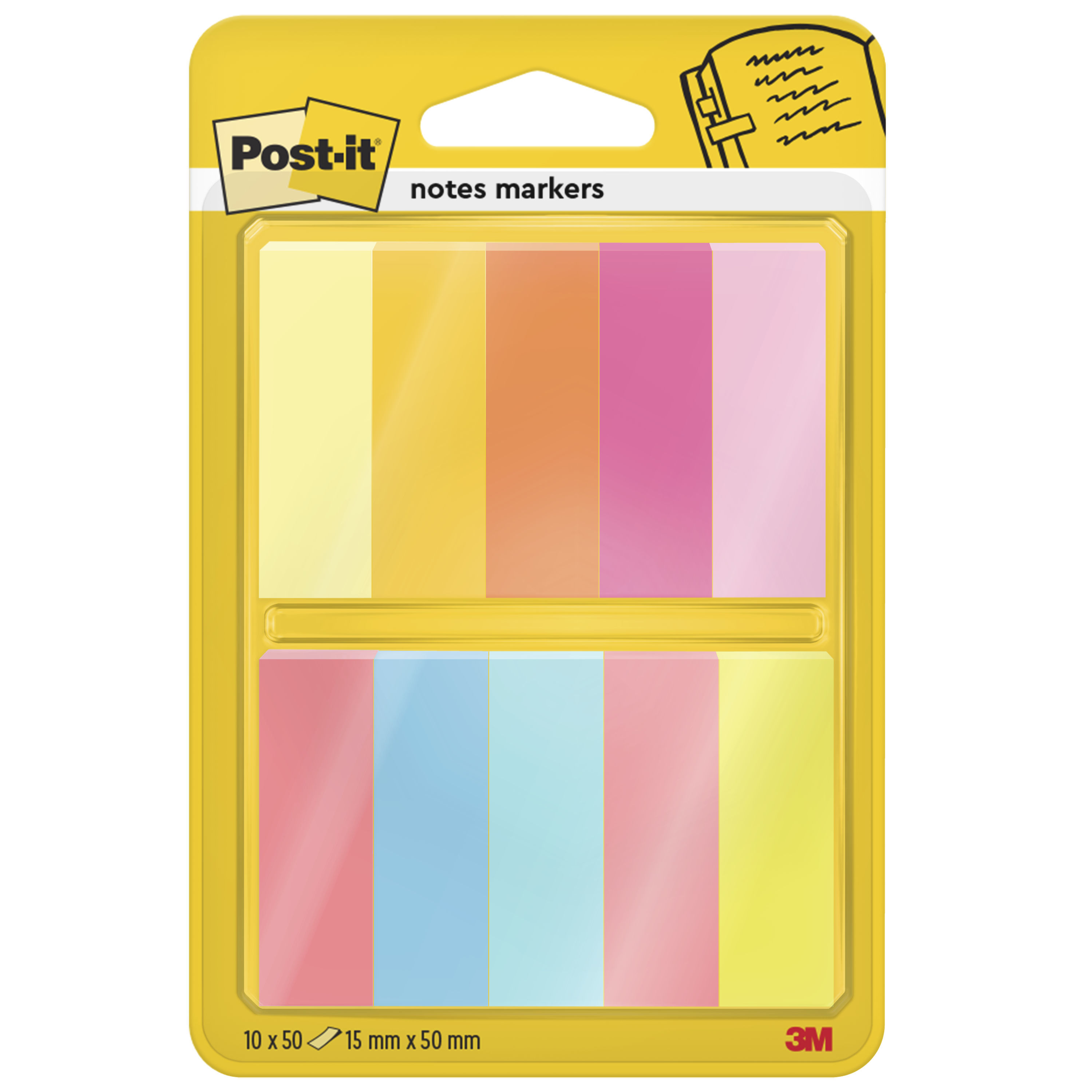 Haftmarker Post-It 670-10AB 12,7x44,4mm Haftnotiz , Sortiert In 10 Verschiedene