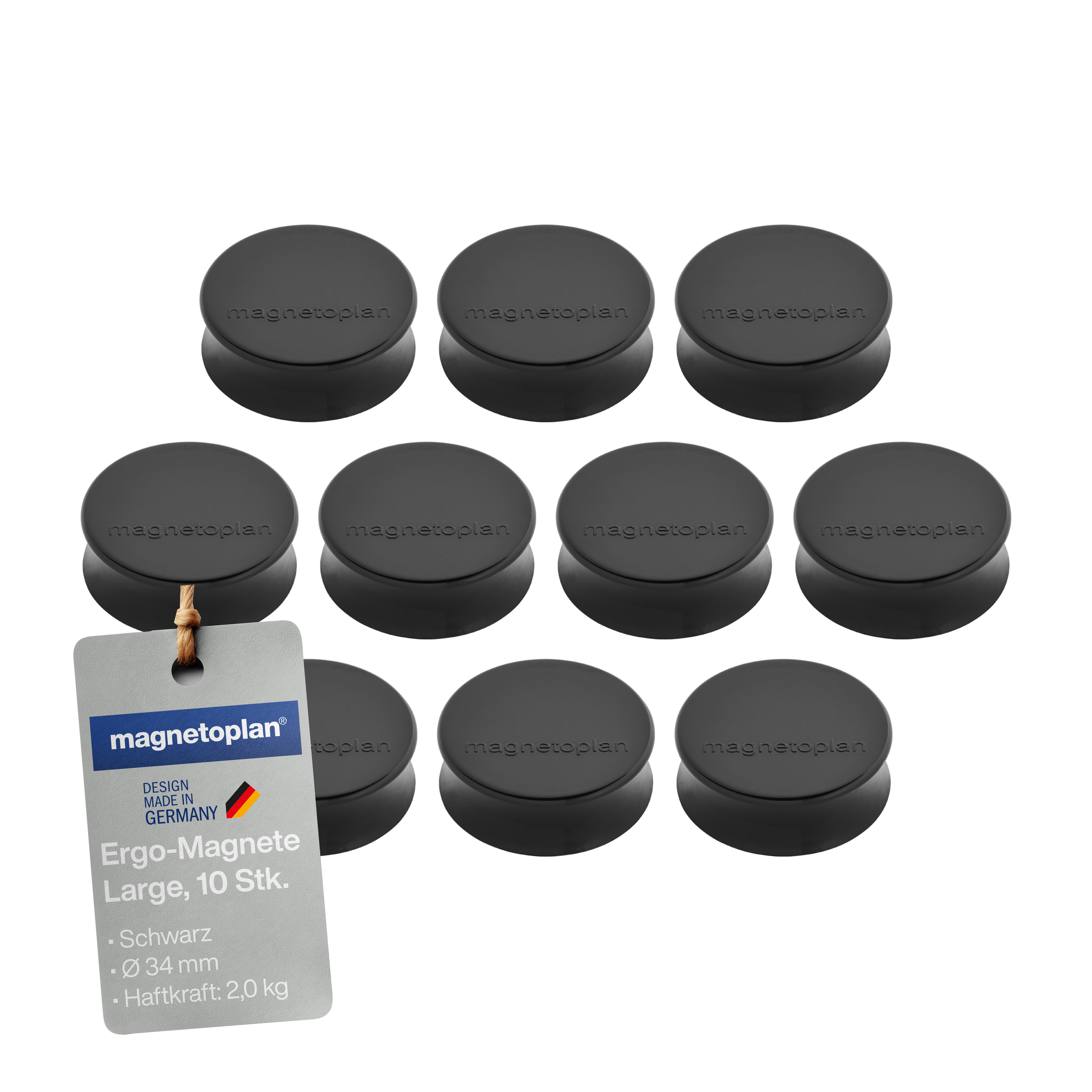 Magnet Magnetoplan 1665012 34mm schwarz Oplan Ergo- Large