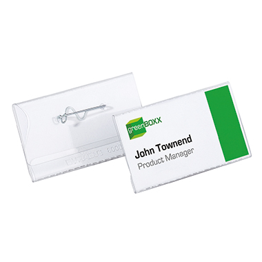 Namensschild DURABLE 8008 40x75mm transparent, mit Nadel