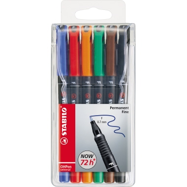 OHP-Marker Stabilo 842/6 F 6er Etui Permanent, 0,7mm