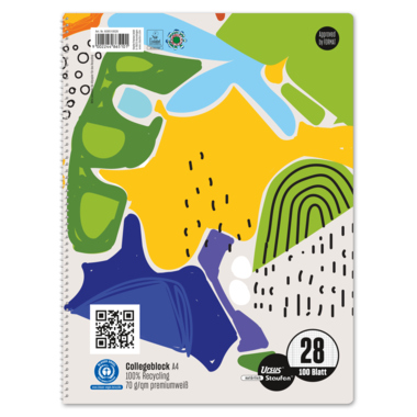 Collegeblock Ursus Green A4 70g kar. 100 Bl, 608510028
