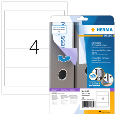Rückenschild Herma 10165 Movables weiß Breit/kurz, Selbstklebend