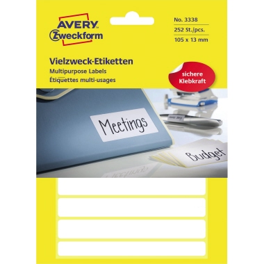Beschriftungsetikett Avery Zweckform 3338 weiß 105x13mm 252 Stück