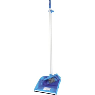 Kehrschaufel und Besen langer Griff blau Kehrgarnitur