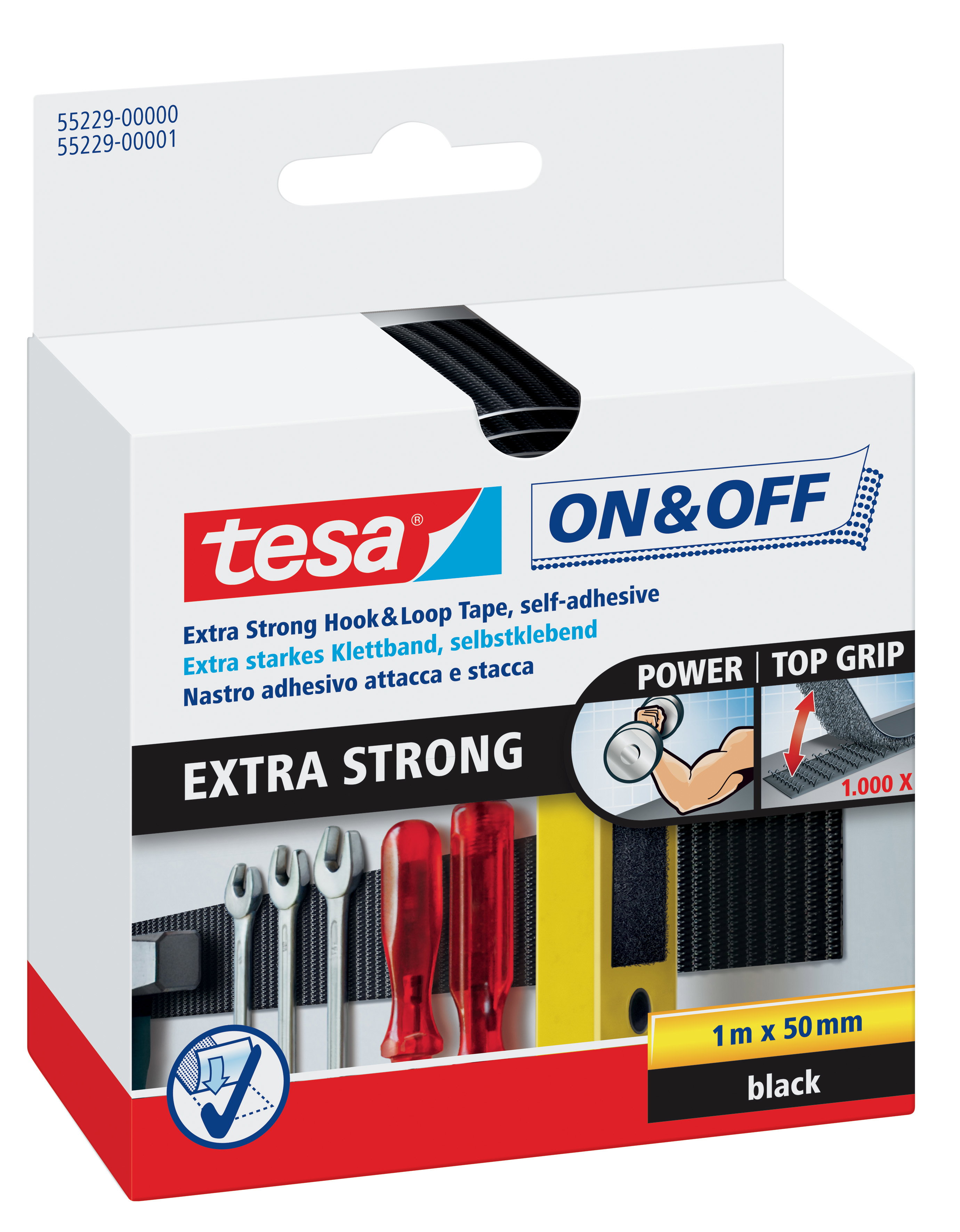 Klettband Tesa 55229 1mx50mm schwarz on & off