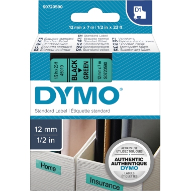 Schriftband Dymo 45019 grün/schwarz Breite 12 Mm, Länge 7 M
