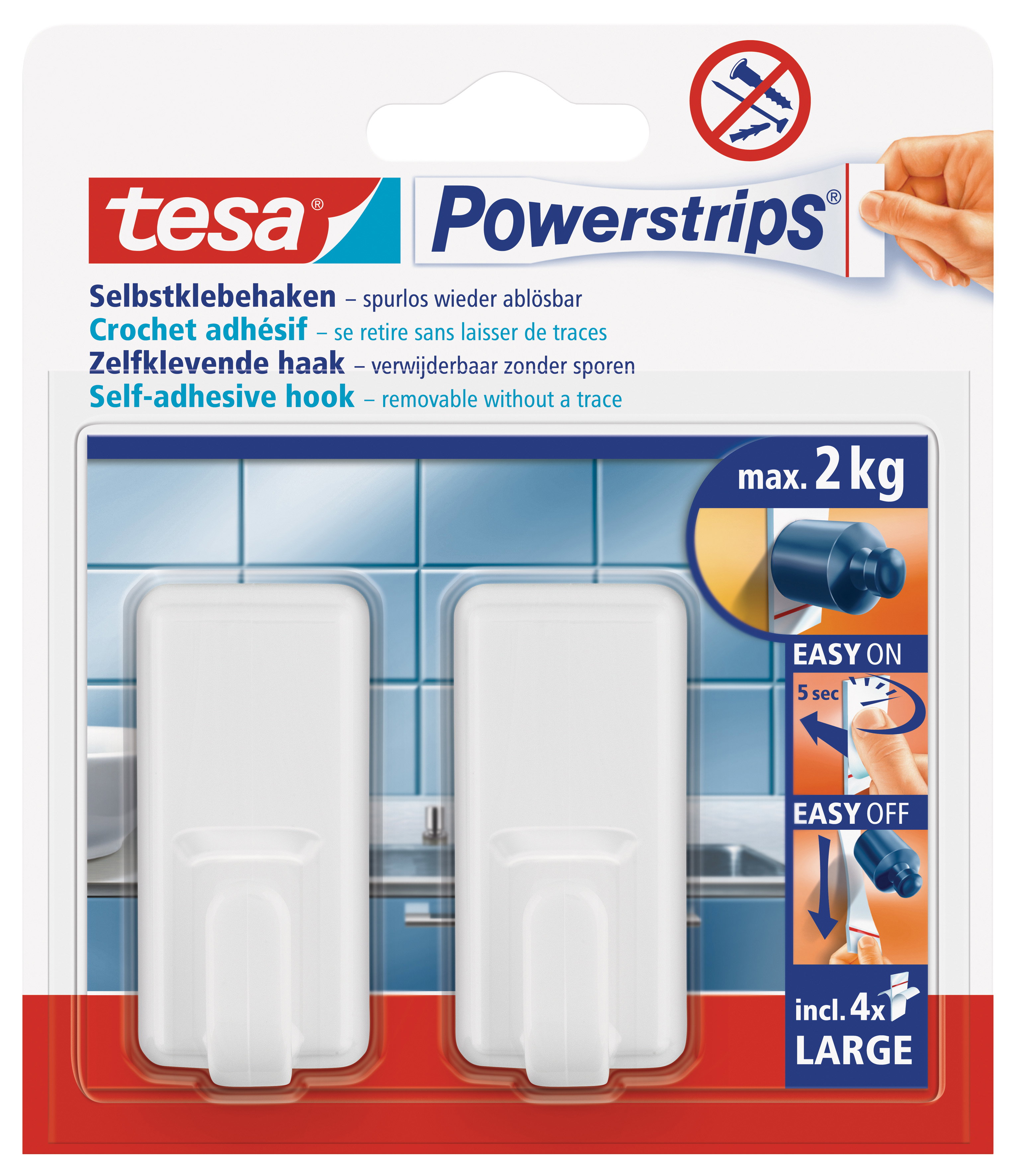 Powerstrips Tesa 58010 Haken weiß Inhalt: 2 Und 4 Strips