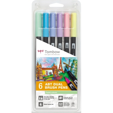 Faserschreiber Tombow Dual Brush ABT sortiert 6er Etui pastell