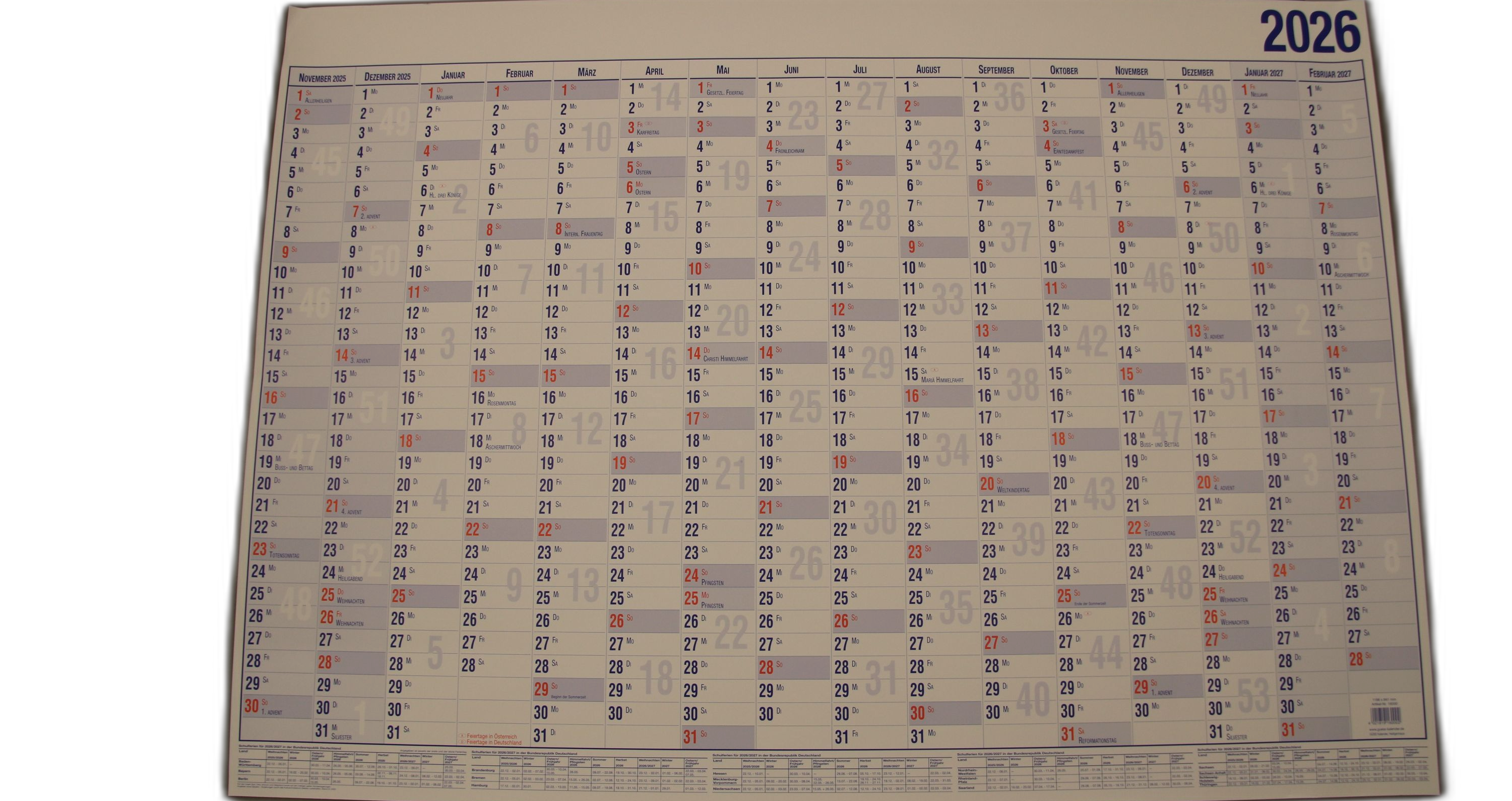 Jahresübersicht Güss 5 A1 96,5x60cm 96,x60cm