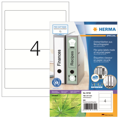 Etikett Herma 10740 192x61mm rec. Recycling Weiss, Matt, , Blauer Engel