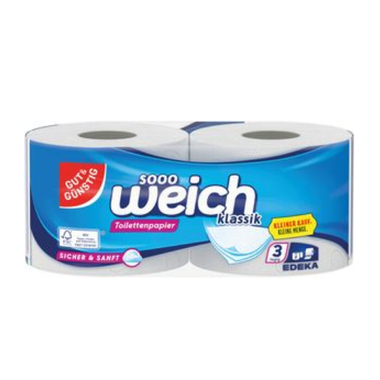 Toilettenpapier GUT & GÜNSTIG 3-lagig weiß 2 Rollen
