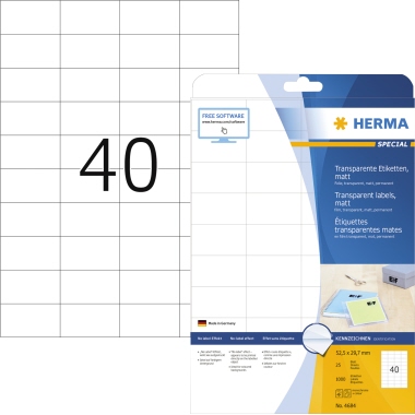 Etikett Herma 4684 52,5x29,7mm transp Arent, Laser- U. Kopier Folien, Matt
