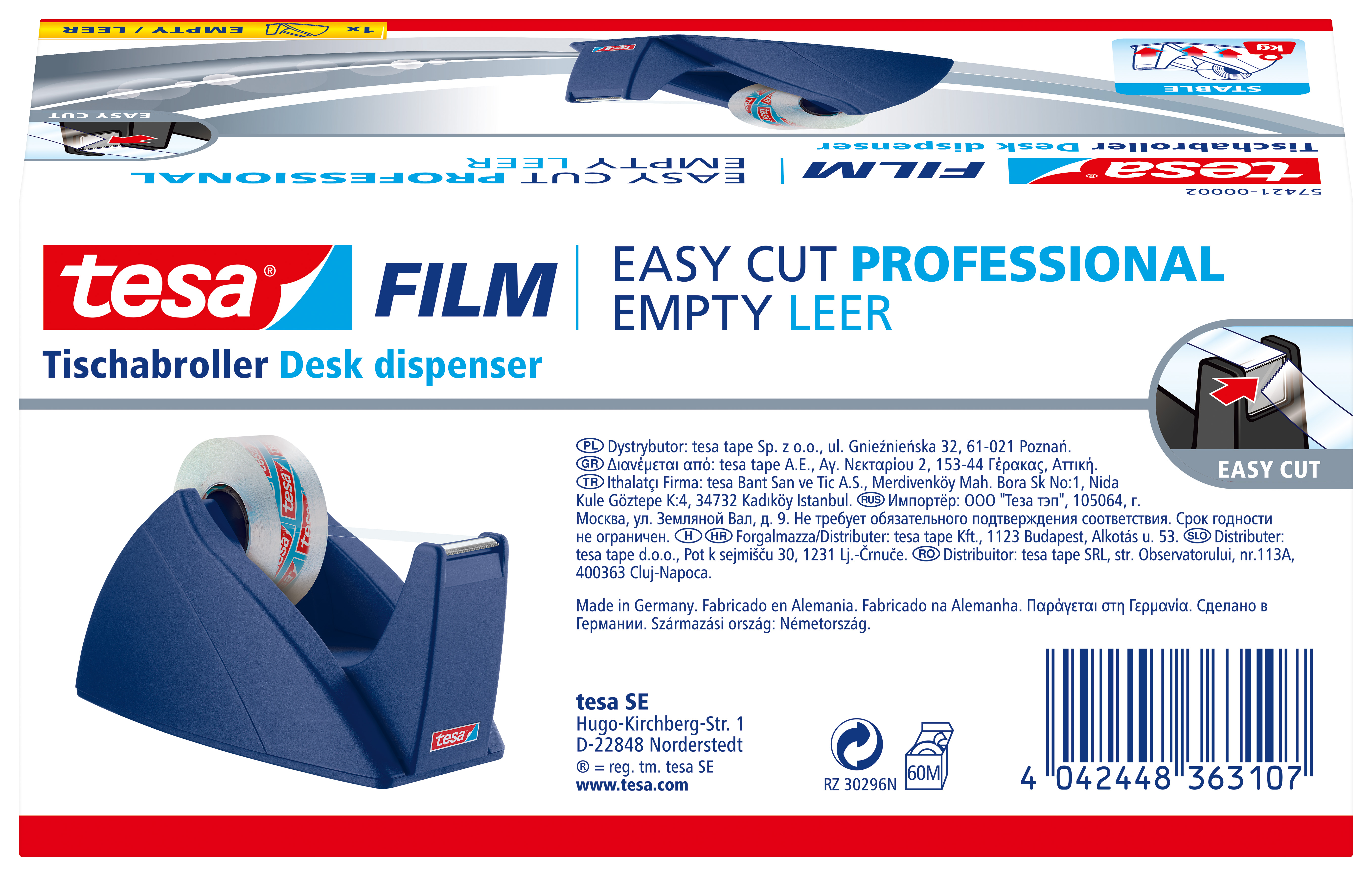 Tischabroller Tesa 57421 royalblau Easy Cut 19mm x 33m