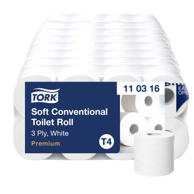 Toilettenp. T4 3lagig 8 Rol 250Bl weiß Tork 110316 Zellstoff