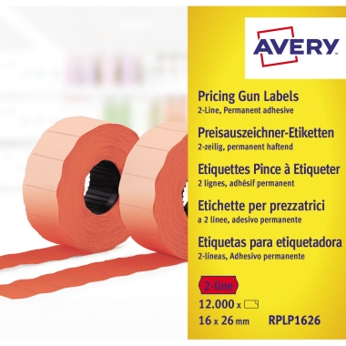 Etikettenrolle Avery ZweckformRPLP1626 26x16mm rot 12.000 St.