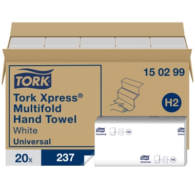 Papierhandt. Tork 21,5x23,5cm 2lagig weiß, Interfold Universal