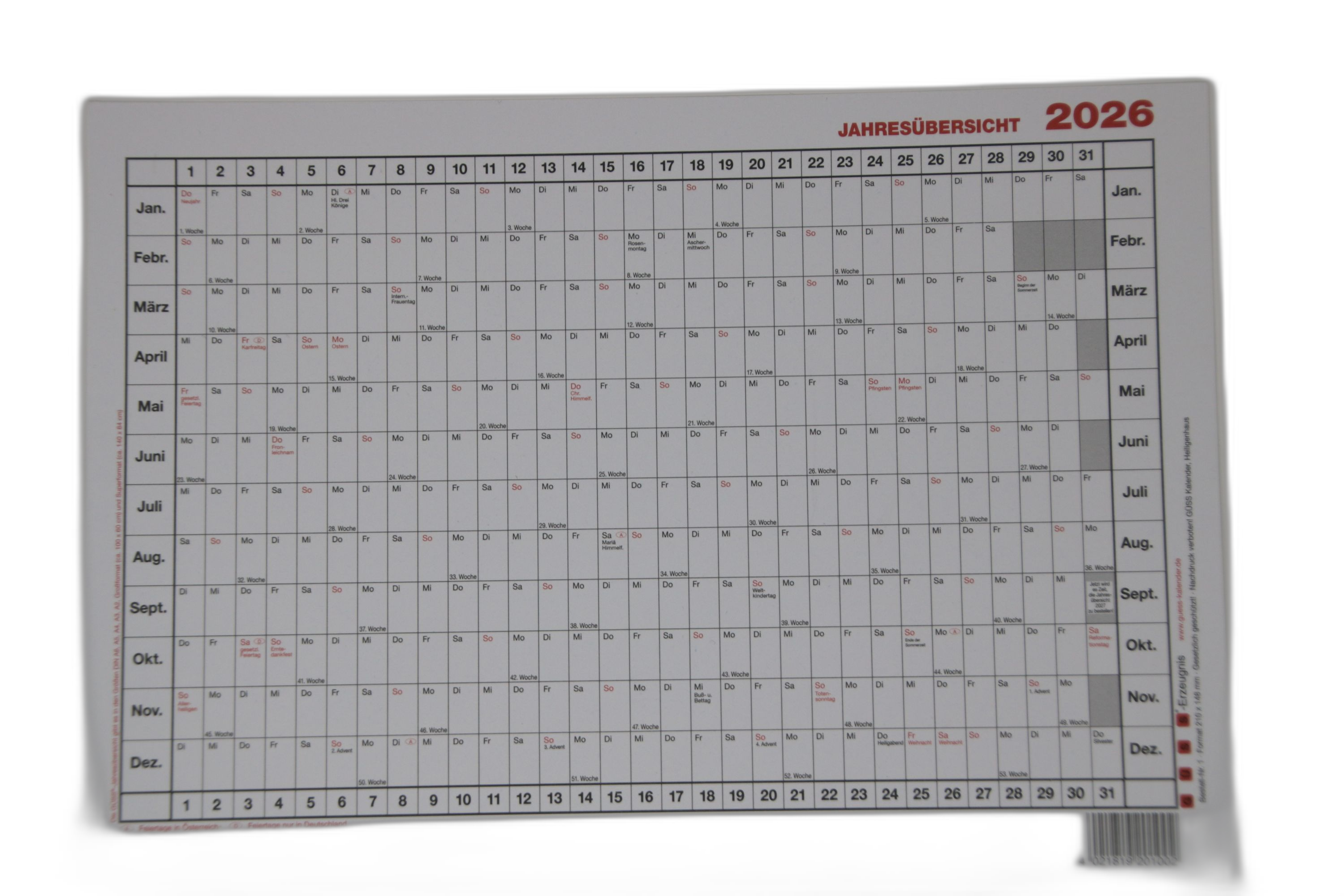 Jahresübersicht Güss 1 A5 15x20cm 5x20cm