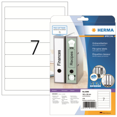 Rückenschild Herma 5090 PC weiß Kurz/schmal, Selbstklebend