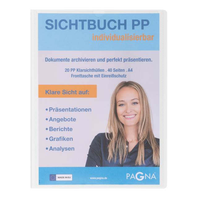Sichtbuch Pagna 21011 A4 weiß PP Office mit Fronttasche 